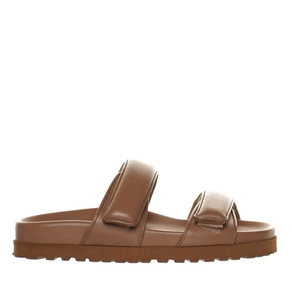 GIA BORGHINI X PERNILLE PERNI 11 LEATHER PLATFORM SANDALS NUDE BROWN